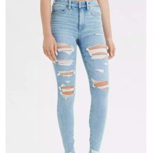 light wash ripped american eagle jeggings